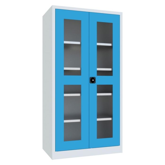 Dulap cu geam transparent Pavoy 1950x600x1000mm gri/albastru deschis