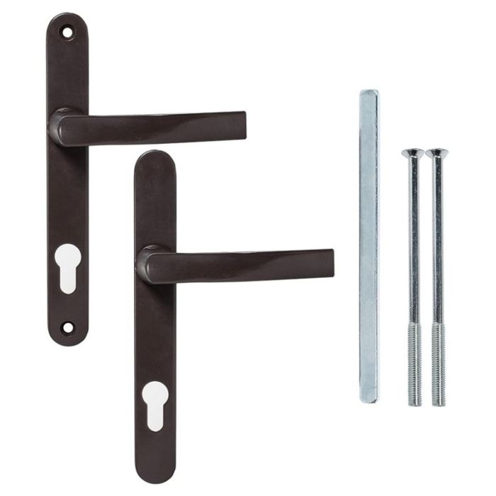 Maner usa termopan PRAGA material aluminiu latime-28 mm interax-85 mm culoare maro RAL 8019 ENERGO