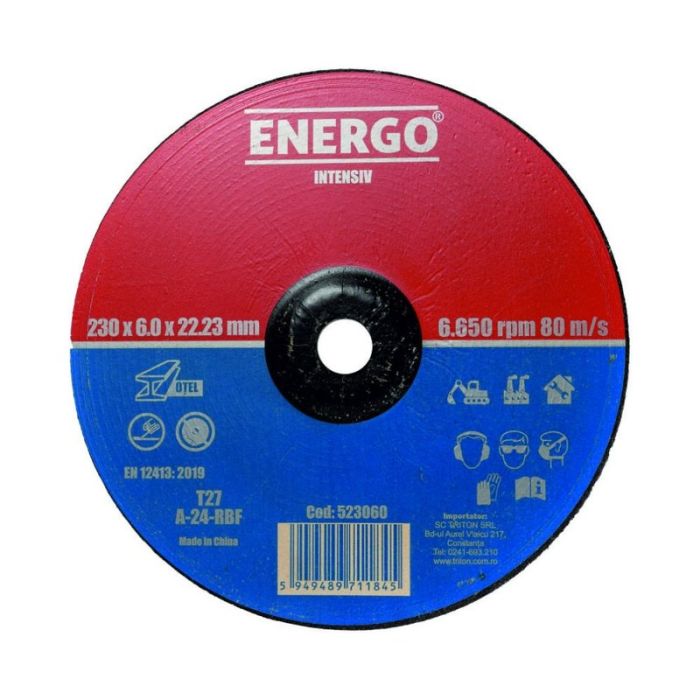 Disc abraziv polizare polizor unghiular dpe intensiv 230x22.2mm 6.0mm otel a-24-rbf ENERGO