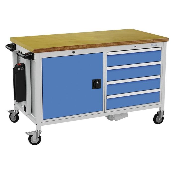 Banc de lucru mobil Bedrunka+Hirth e-workdrive 1250x750x950mm, 4 sertare, 1 usa, 1 polita