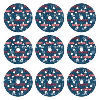 Disc abraziv Bosch EXPERT O780, 125mm, G80/120/180, 9 bucati