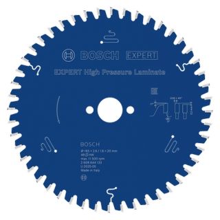 Panza fierastrau circular Bosch EXPERT High Pressure Laminate, 165x20x2.6/1.6mm, 48 dinti