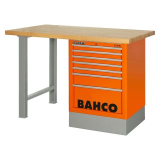 Banc de lucru Bahco, robust, blat din lemn, sertare laterale, 1800x750x1030mm, 6 sertare