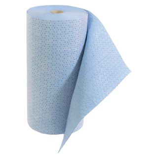 Lavete absorbtie ulei, 2 straturi, perforat orizontal si transversal, 800 mm x 40 m, capacitate 136 L, pe rola, alb - albastru,