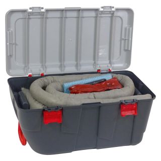 Set universal de urgenta, pentru absorbtia uleiului, capacitate de absorbtie 75 L, in trusa de plastic