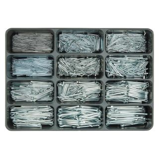 Cutie de asamblare 12 compartimente, E-NORM 14, DIN 94, sortiment stifturi zincate, E-NORM