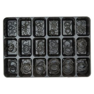 Cutie de asamblare 18 compartimente, E-NORM 18, DIN 472, sortiment inele de siguranta, brunate, E-NORM