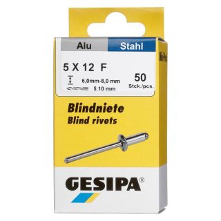 Mini-Pack nituri oarbe Al/otel, cap rotund plat, 5x12mm, 50buc, 1433538, GESIPA