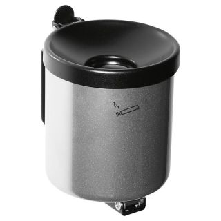 Scrumiera cu montare pe perete Rondo, inaltime 100 mm, Ø 90 mm, 0.6 l, gri