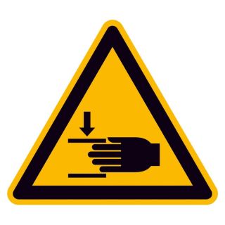 Semn de avertizare privind ranirea mainii, triunghiular, muchia 25 mm, folie autoadeziva, 44 buc, SAFETY MARKING