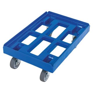 Carucior de transport pentru toate lazile Euro standard, 410 x 610 x 190 mm, portanta 300 kg, roti Ø 100 mm, albastru
