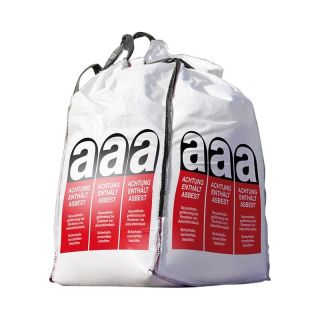 Sac mare pentru eliminarea azbestului, 900 x 900 x 1100 mm, imprimeu avertizari azbest