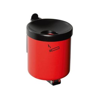 Scrumiera cu montare pe perete Rondo, inaltime 100 mm, Ø 90 mm, 0.6 l, rosie