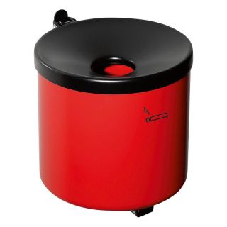 Scrumiera cu montare pe perete Rondo, inaltime 145 mm, Ø 150 mm, 2.4 l, rosie