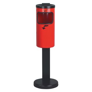 Cos de gunoi cu scrumiera integrata, model Rondo, cu stativ, inaltime 410 - 825 mm, Ø 180 mm, 10 l, rosu