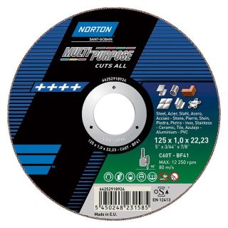 Disc taiere multi-material Norton MULTI PURPOSE, 125x22.23x1mm