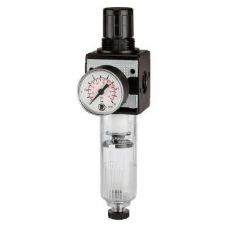 Regulator de presiune, multifix, recipient de PC, manometru, G1/2", 3500 l/min, DN15, RIEGLER