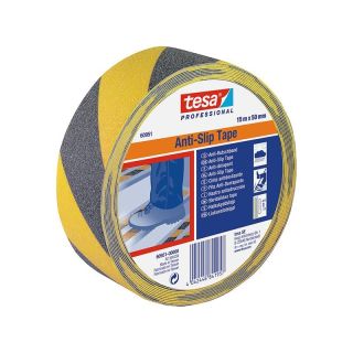 Banda adeziva anti-alunecare, 15 m x 50 mm, negru/galben, TESA