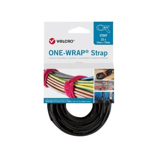 Legatura pentru cabluri cu Velcro ONE-WRAP Strap, 20 x 200 mm, negru, 25 buc, VELCRO