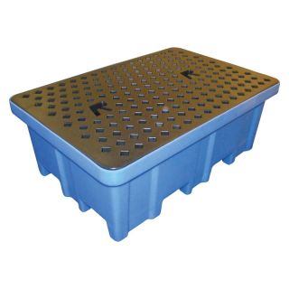 Tava de picurare PE, pentru 2 butoaie 205 L, 1220 x 820 x 400 mm, 230 L, cu gratar