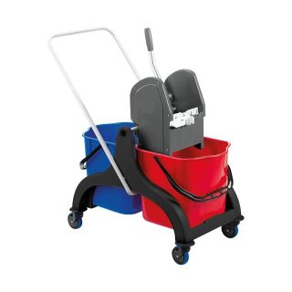 Carucior pentru curatenie Lucky Max, cu 2 galeti de 15 l, 690 x 420 x 900 mm si presa pentru mop