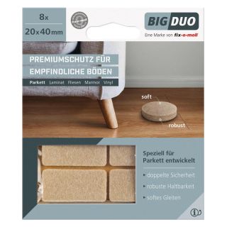 Protectie pentru parchet BIGDUO, autoadeziv pe picioarele mobilierului, 40 x 20mm, bej, 8 buc, ambalaj SB, FIX-O-MOLL