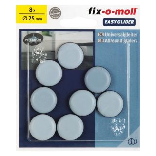Protectie universala pentru podea PTFE EASYGLIDER, autoadeziv, Ø 25 x 5.5mm, gri-negru, 8 buc, FIX-O-MOLL