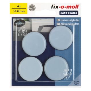Protectie universala pentru podea PTFE EASYGLIDER, autoadeziv, Ø 40 x 5.5mm, gri-negru, 4 buc, FIX-O-MOLL