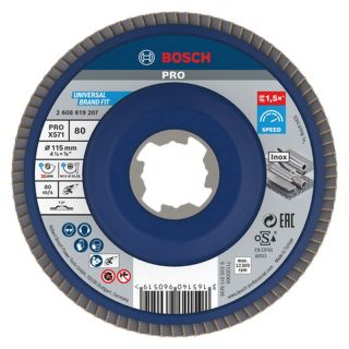 Disc lamelar slefuire otel/inox Bosch PRO X571, X-Lock, 115x22.23mm, G80