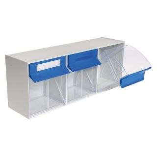 Set de perete MultiStore 3 sertare transparente din plastic rezistent la impact, gri deschis, HUNERSDORFF