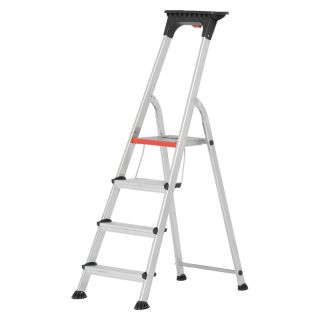 Scara dubla din aluminiu cu 4 trepte, cu treapta dubla, inaltime 0,88m, ALU-PRO cu platforma, HYMER