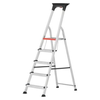 Scara dubla din aluminiu cu 5 trepte, cu treapta dubla, inaltime 1,12m, ALU-PRO cu platforma, HYMER