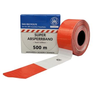 Banda de protecție 500 m rola rosu/alb blocat Blue Angel fabricata din materii prime reciclate cel puțin 80%