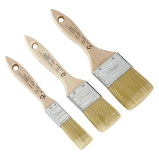 Set de perii plate FSC, 3 piese, dimensiunea 20, 35, 50 mm, 100% PET maner din lemn deschis, geanta/ calaret Nespoli