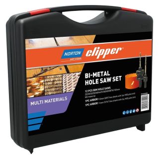 Set carote BiM multi-material, cu burghie de centrare, 22 - 102 mm, 14 piese, NORTON CLIPPER