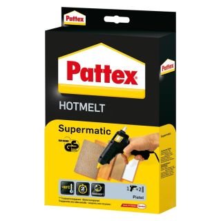Pistol de lipit la cald cu baghete adeziv, Pattex Supermatic, Ø 11 mm, 2 baghete, PATTEX
