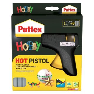 Set pistol de lipit cu baghete adeziv Pattex, Starter - Set Hobby, Ø 11 mm, 6 baghete, PATTEX