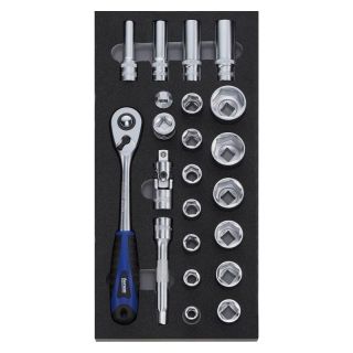 Modul 1/3, chei tubulare, set 23 buc, antrenare 1/ 2", Forum