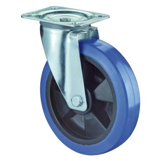 Roata pivotanta BS Rollen LSS400, cauciuc + plastic, albastru, 300kg, 125mm