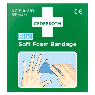Pansament din spuma Soft Foam, albastru, 6cm x 2m, CEDERROTH