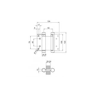 Balama pentru usi batante Nr.30, inox, pentru usi cu greutate max. 22kg, DENI