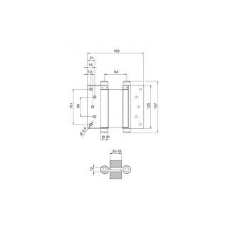 Balama pentru usi batante Nr.33, otel, blank, pentru usi cu greutate max. 27kg, DENI