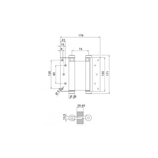 Balama pentru usi batante Nr.36, inox, pentru usi cu greutate max. 40kg, DENI