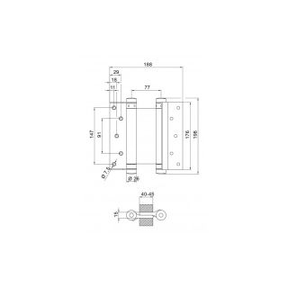Balama pentru usi batante Nr.39, inox, pentru usi cu greutate max. 55kg, DENI