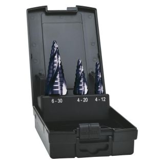 Set burghie in trepte Exact HSS TiAlN, cilindrica, 4-30mm, 3 bucati