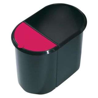 Cos de gunoi din doua bucati, model The Double, din plastic, 20 + 9 l, 270 x 440 x 348mm, negru rosu