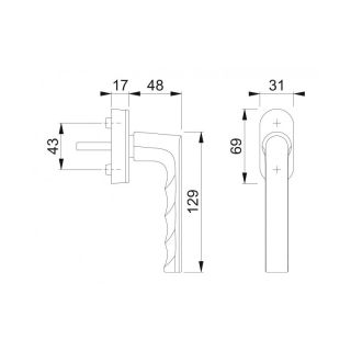 Maner fereastra seria Hamburg 0700/UD9020, 7 x 32-42 mm, aluminiu F9, HOPPE