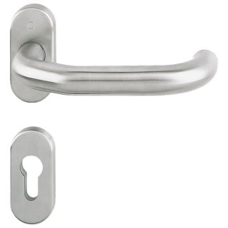 Maner pentru usi 45-65mm, Paris FS-138GF/55, ignifug, jumatate de set, pe rozeta, 9mm, F69 mat, inox, HOPPE