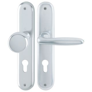 Clanta pentru usi de coridor Verona 53/273P/1510, cu placa lunga si buton, 72/8mm, PZ, F1, 35-45mm, HOPPE