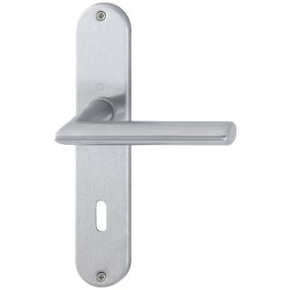 Maner pentru usi de interior 35-45mm, Stockholm E1140Z/302, placa lunga si buton 58, 8/72mm, PZ, inox, HOPPE
